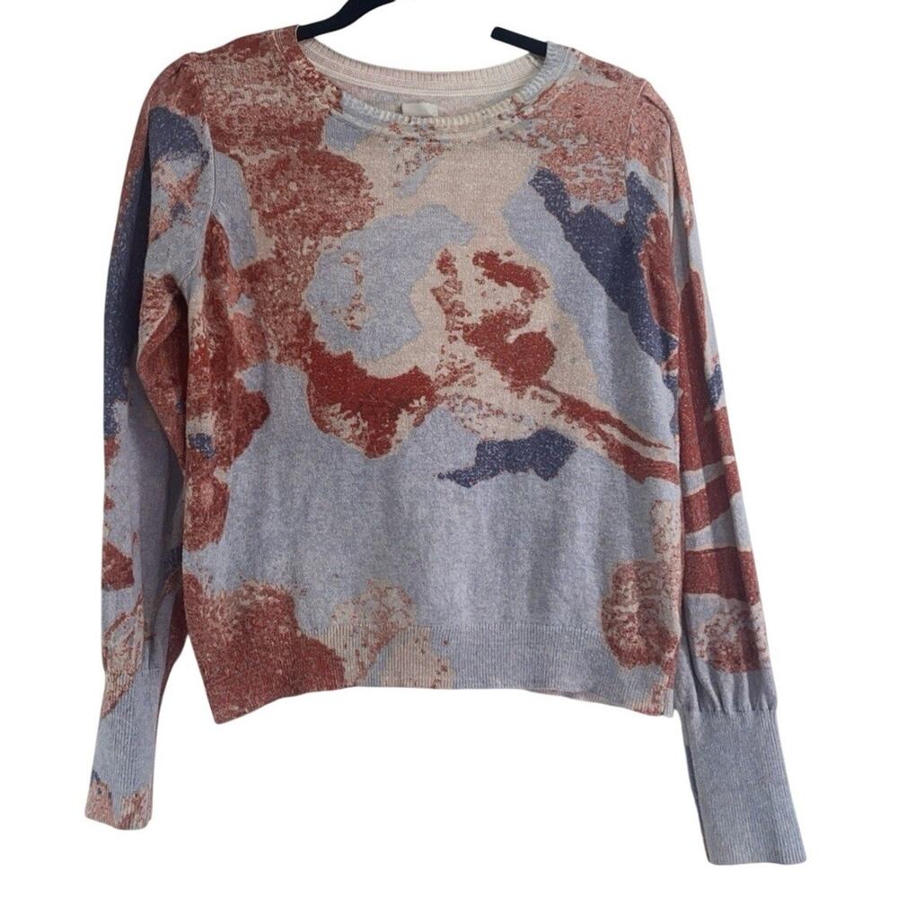 Nic+Zoe Pressed Petals Pullover SweaterCotton Blend Round Neck Boho Sz Medium